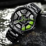 Car Wheel Watch with Stainless Steel Strap